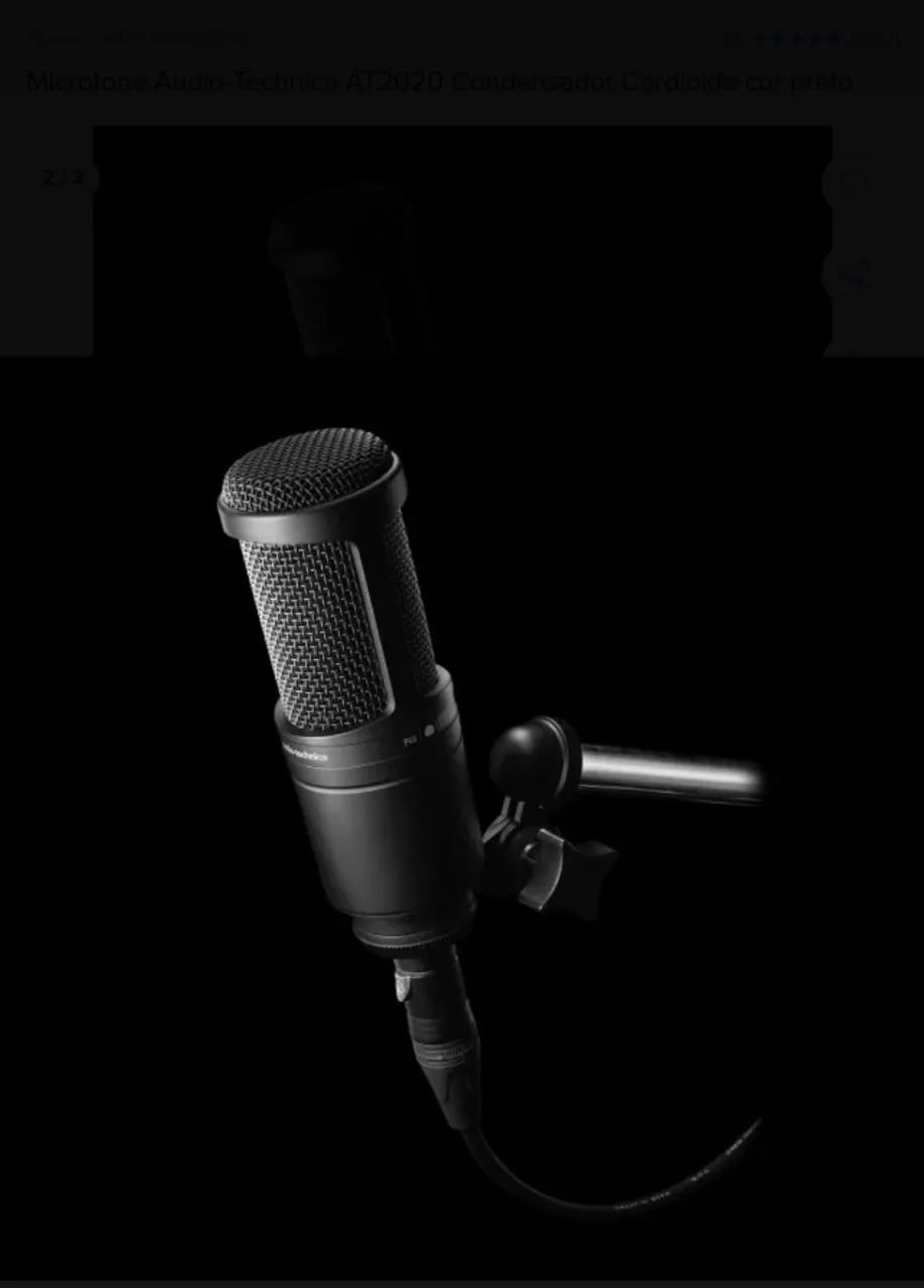 Microfone Audio-Technica AT2020 Condensador Cardioide cor preto