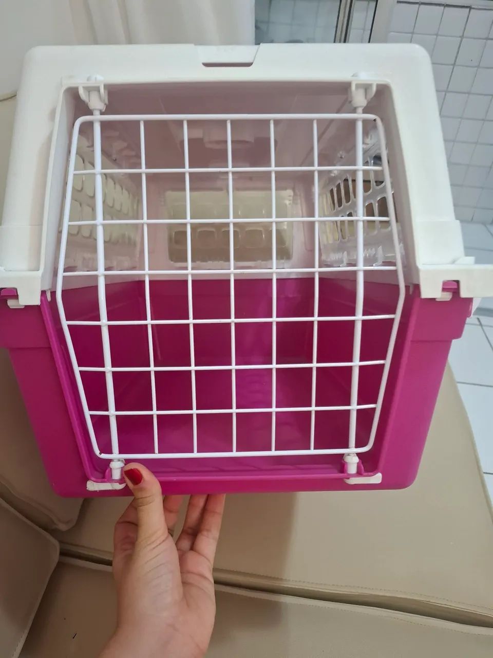 Caixa de Transporte Atlas Trendy Ferplast para Cães e Gatos Rosa - Tam 10 - Foto 5