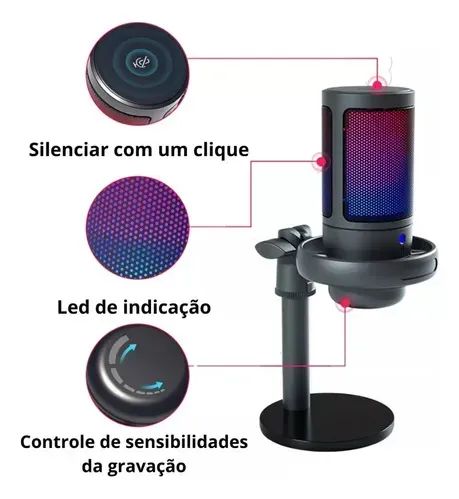 Microfone Gamer USB MT-1070R Alta Sensibilidade para PC - Foto 2