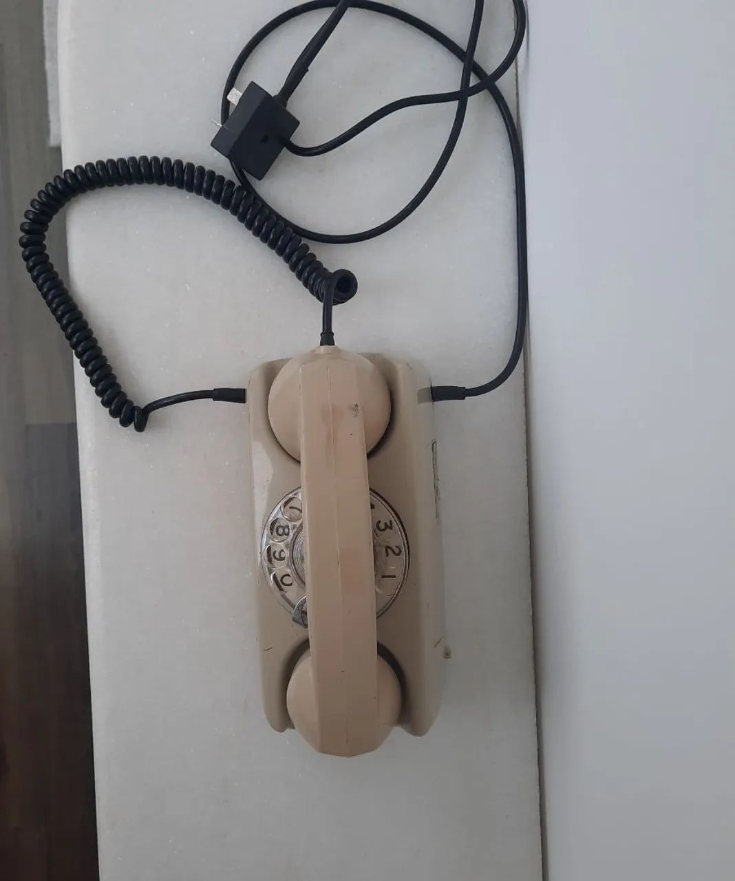 Telefone antigo de mesa com disco Bege - Foto 2