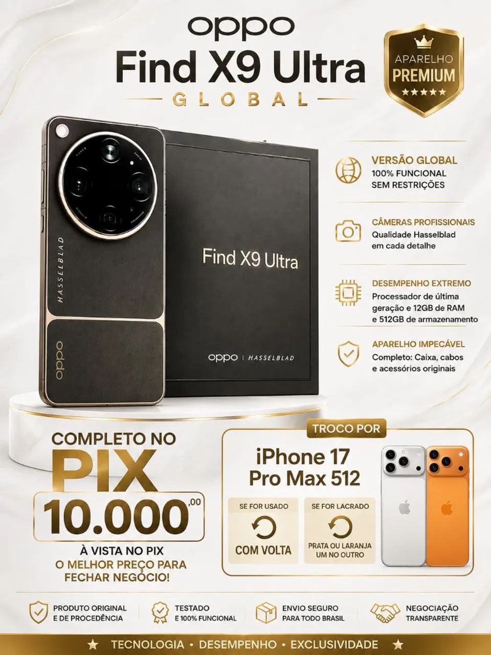 Troco Oppo find X9 Ultra Global Completo 