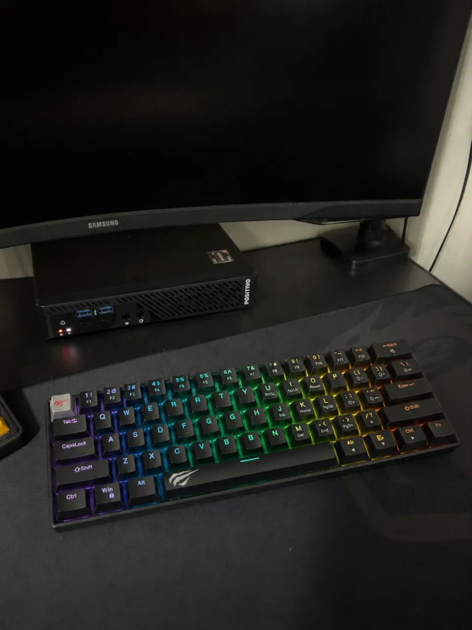 Mini PC Positivo Ryzen 5 PRO + Teclado Mecânico Havit RGB
