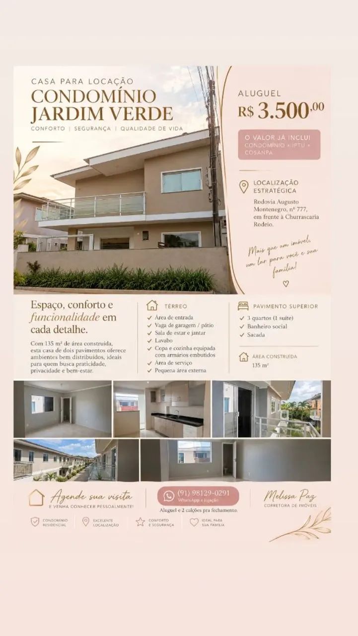 Casa em Condomínio 3/4 - Augusto Montenegro 