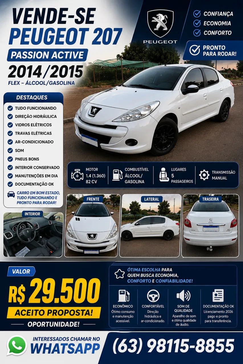 Peugeot 207 207 Active 1.4 Flex 8V 5p 2015