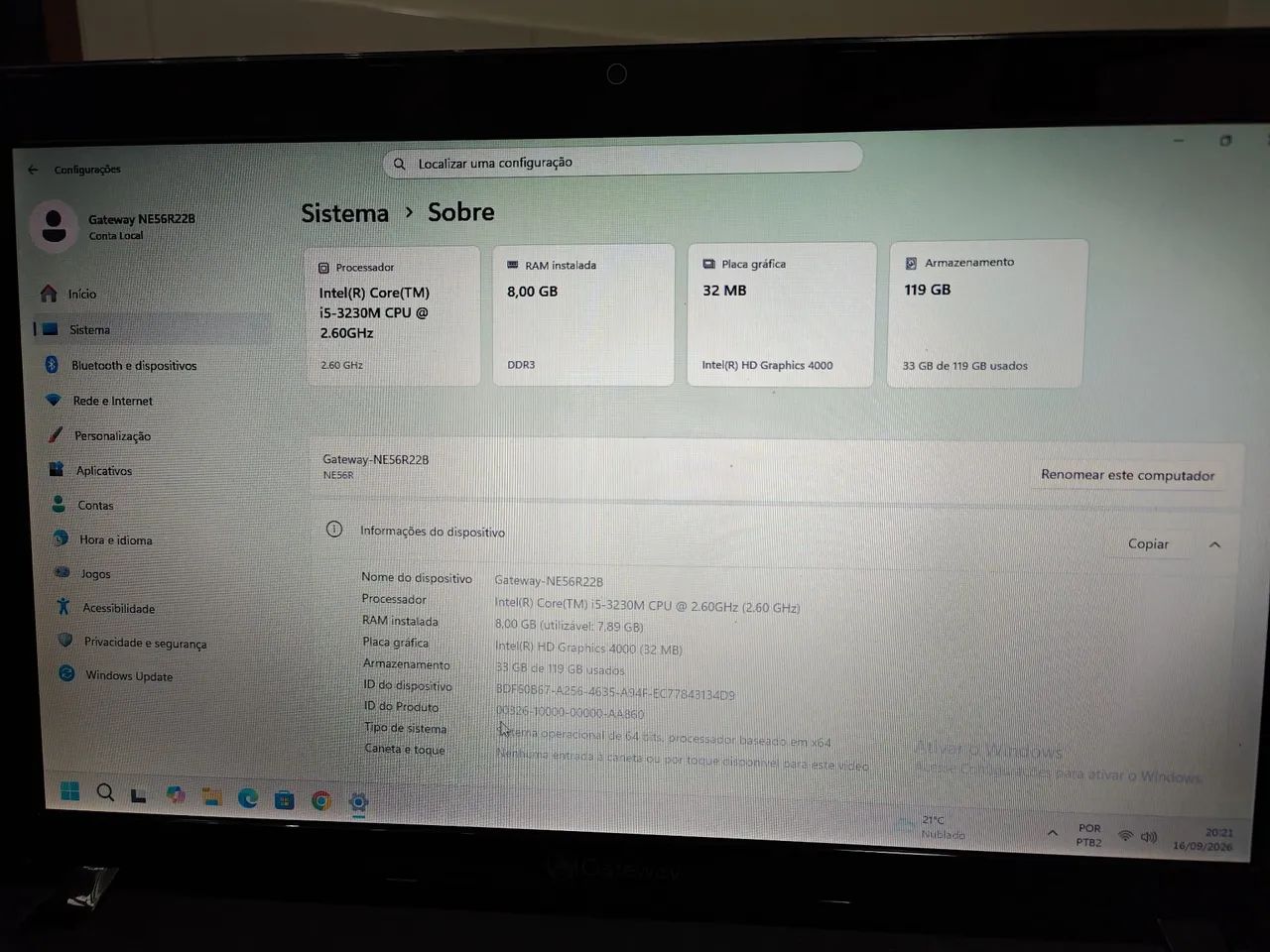 Notebook CORE i5-3230M Turbo Boost 3.2GHz 8GB RAM SSD - Foto 5