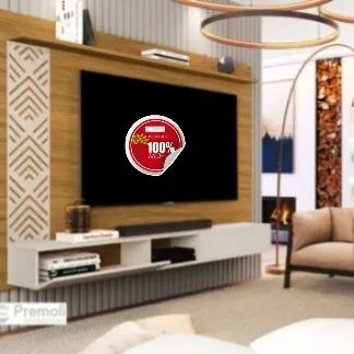 Painel Roma Para Tv Até 60 Polegadas Com 2 Porta Cor Nature/off 100% MDF