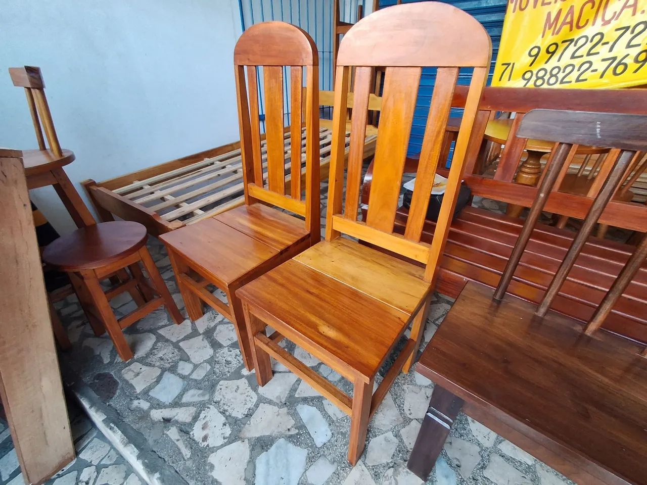 Cadeira de jantar com recosto arcado de madeira maciça - Foto 4