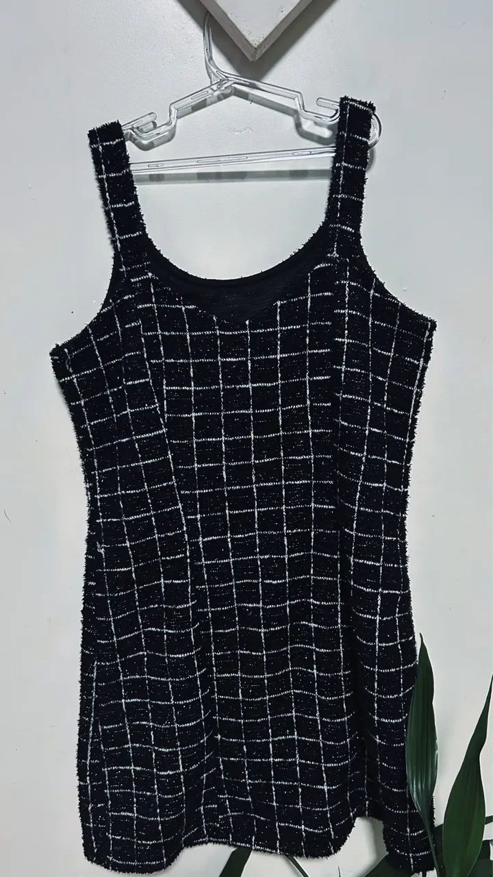 Vestido Xadrez  preto e branco