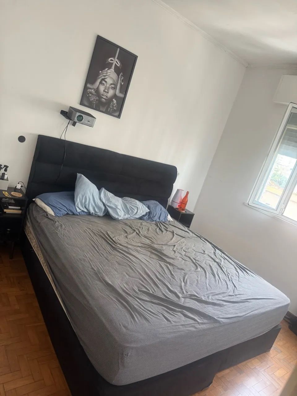 Cama King size com cabeceira e Colchão Castor