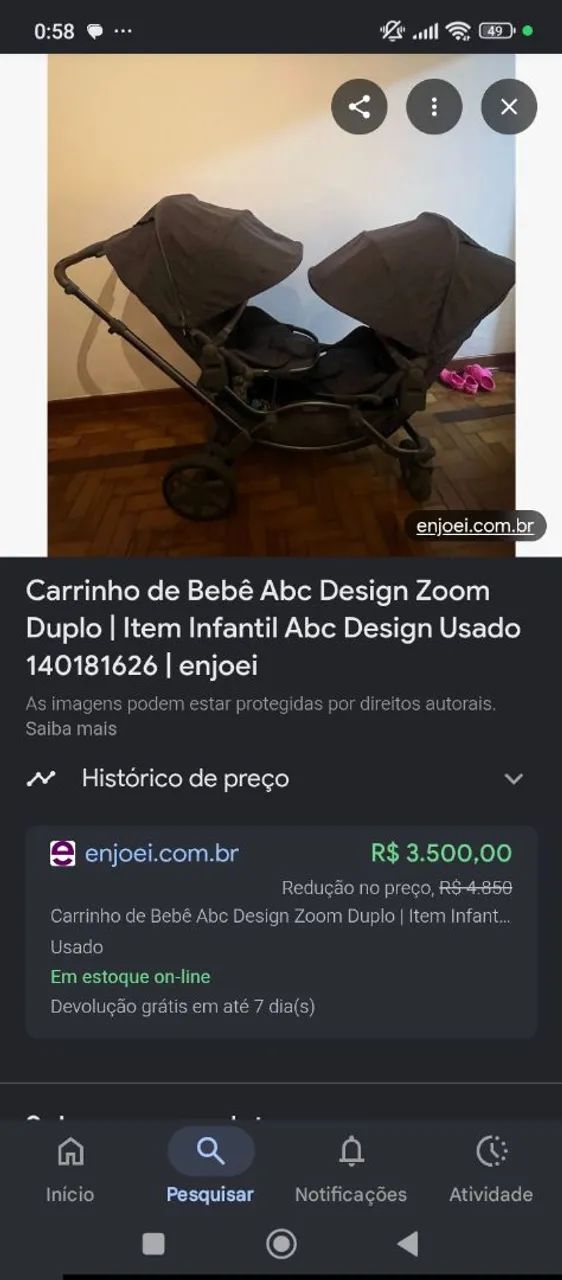 Carrinho de bebê Zoom da ABC Design  - Foto 3