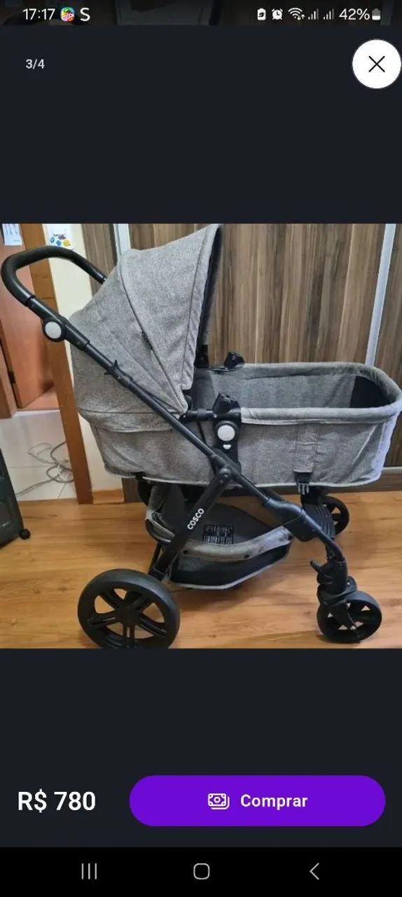 Carrinho posições com Moisés e bebê conforto