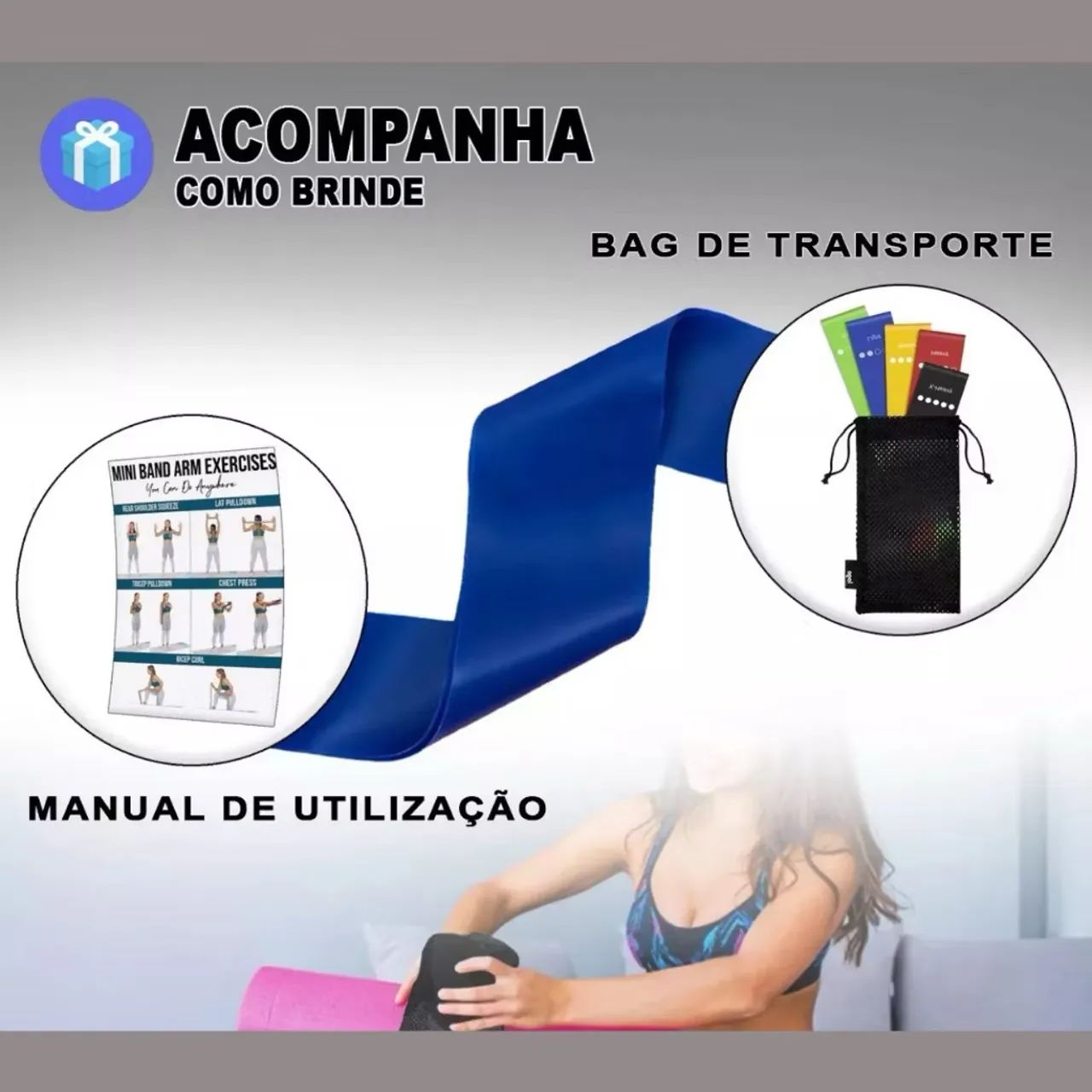 Kit 5 faixas elásticas + 1 Extensor - Foto 3