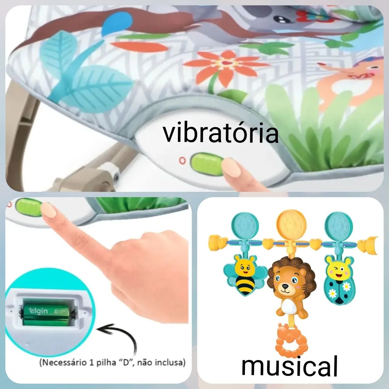 CADEIRA DE BEBÊ  MUSICAL VIBRATÓRIA. - Foto 3