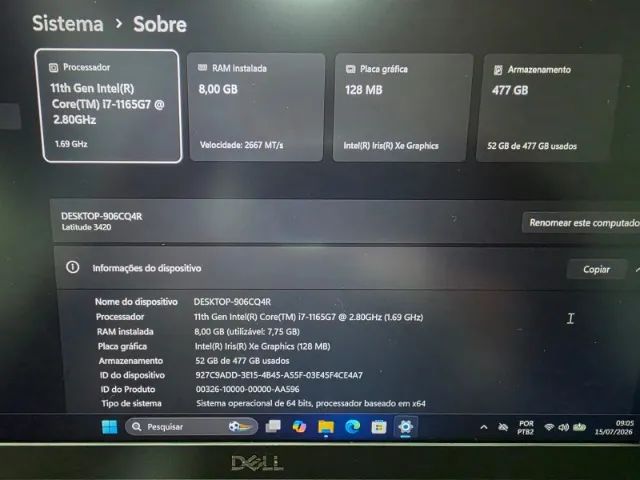 Notebook Del Latitude 3420 Core i7 de 11° Geração Com Teclado Retro Iluminado - Foto 5