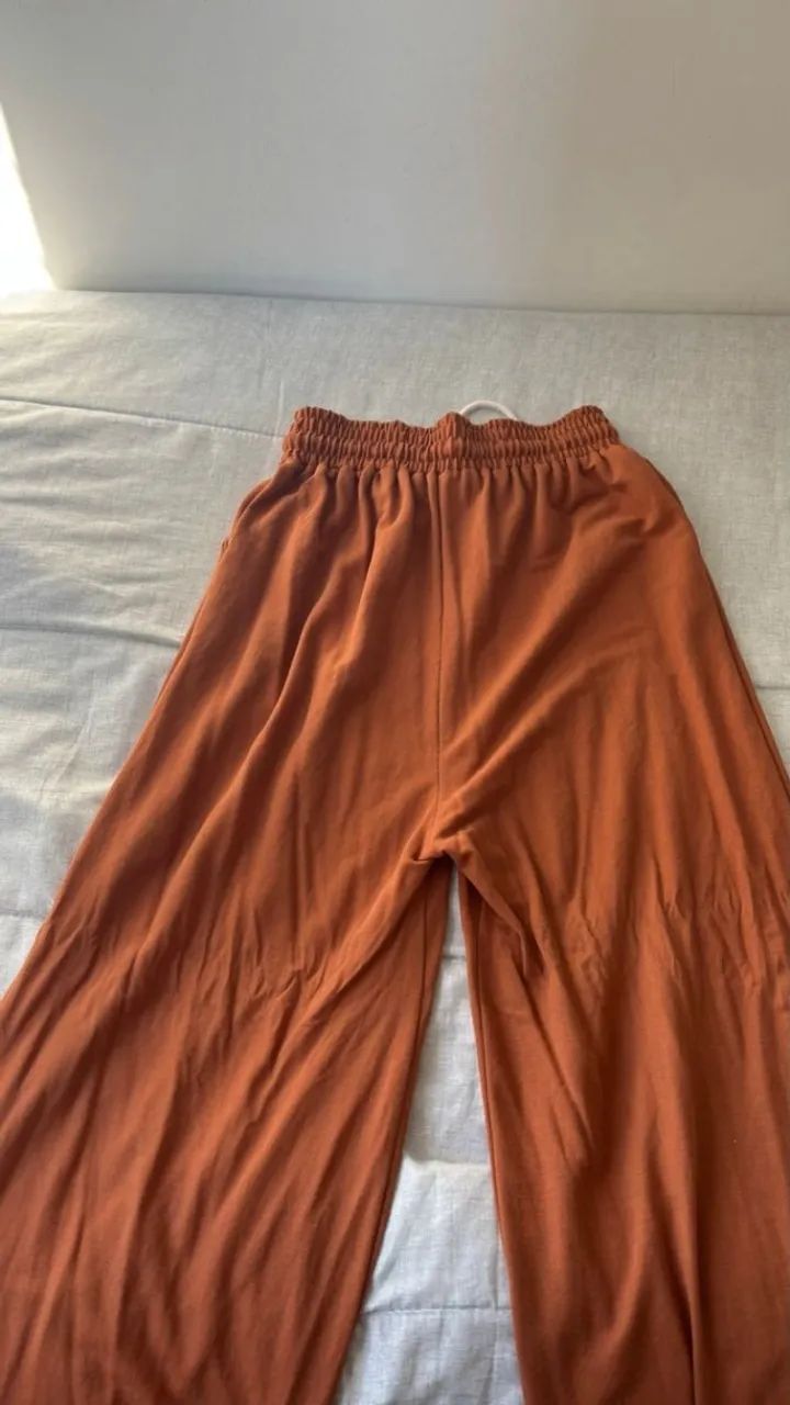 Calça pantalona malha marrom p - Foto 3