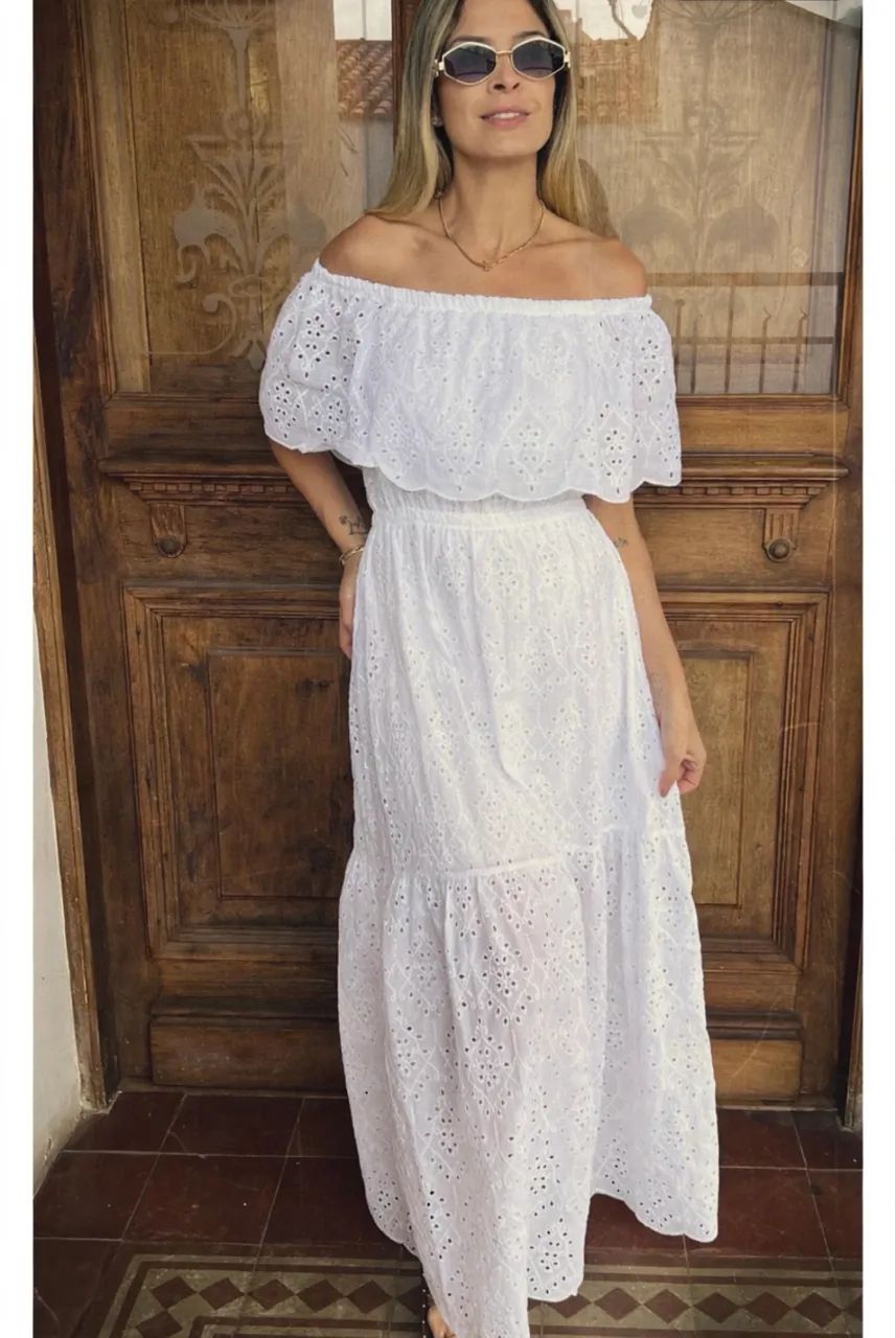 Vestido ombro a ombro elegante 