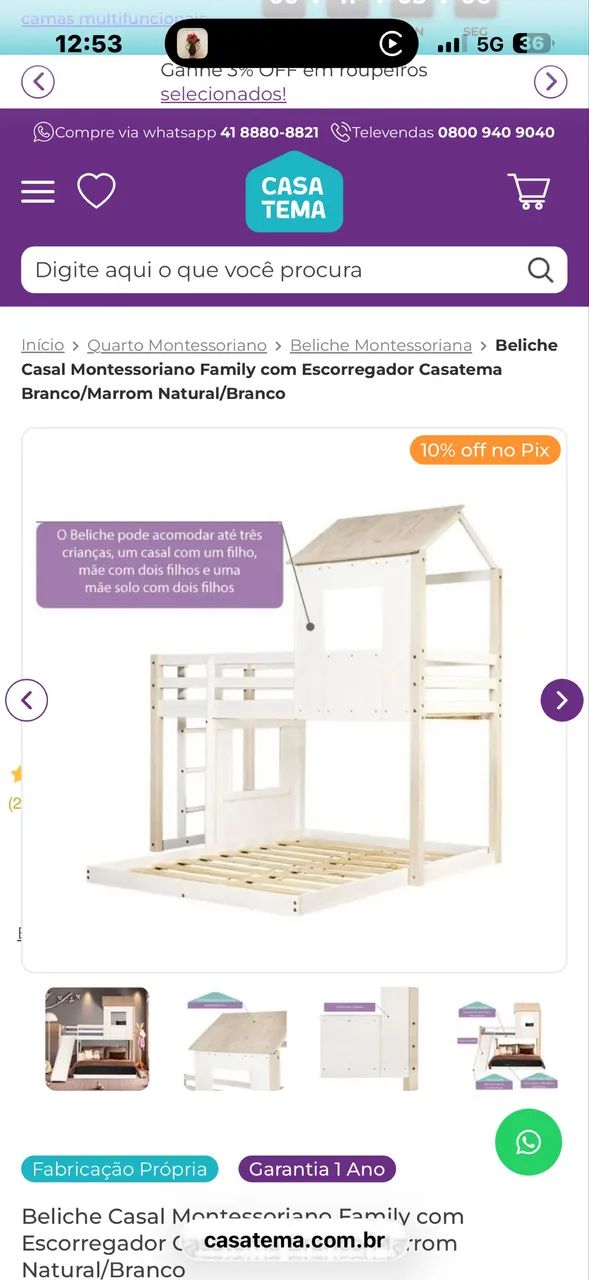 Cama Montessoriana dupla com escorregador  - Foto 4