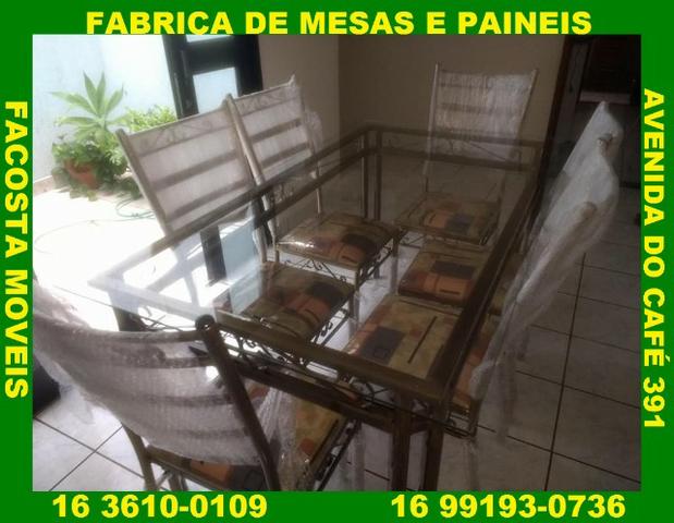 Mesa de jantar com 6 cadeira fabrica facosta moveis so 10 x 148,00