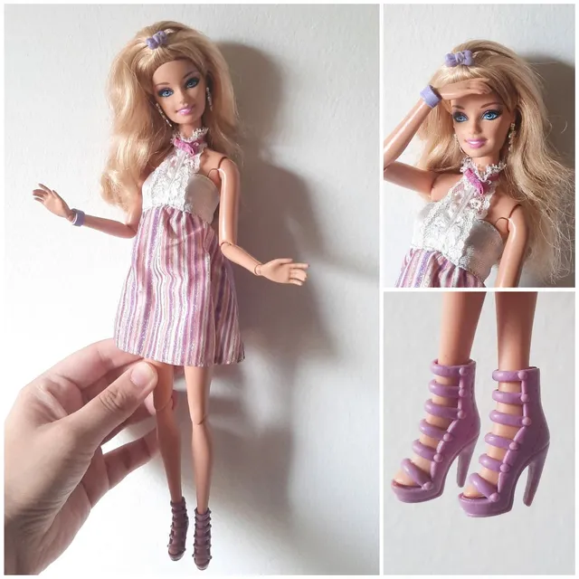 Kit Roupa Fashion Para Boneca Barbie Roupa 5 Pçs Casaco Poá