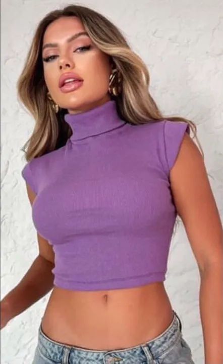 Blusa de gola alta Cropped Karina - Roxo