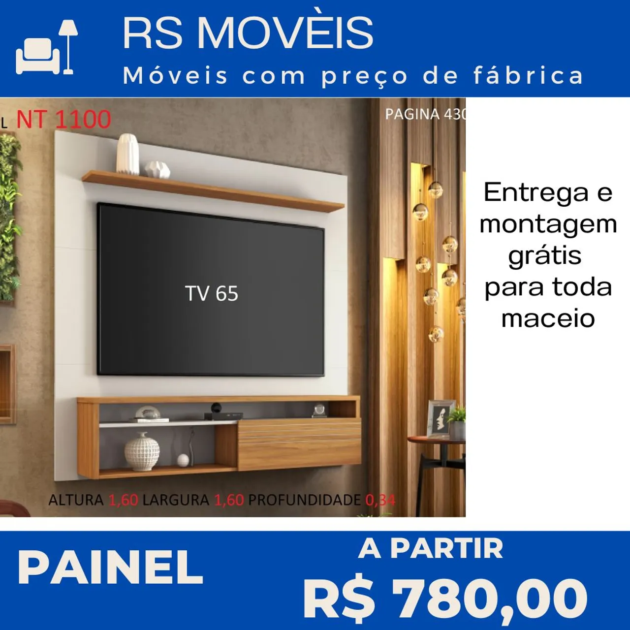 "painel para tv 65 polegadas" - Racks e Painéis no Brasil