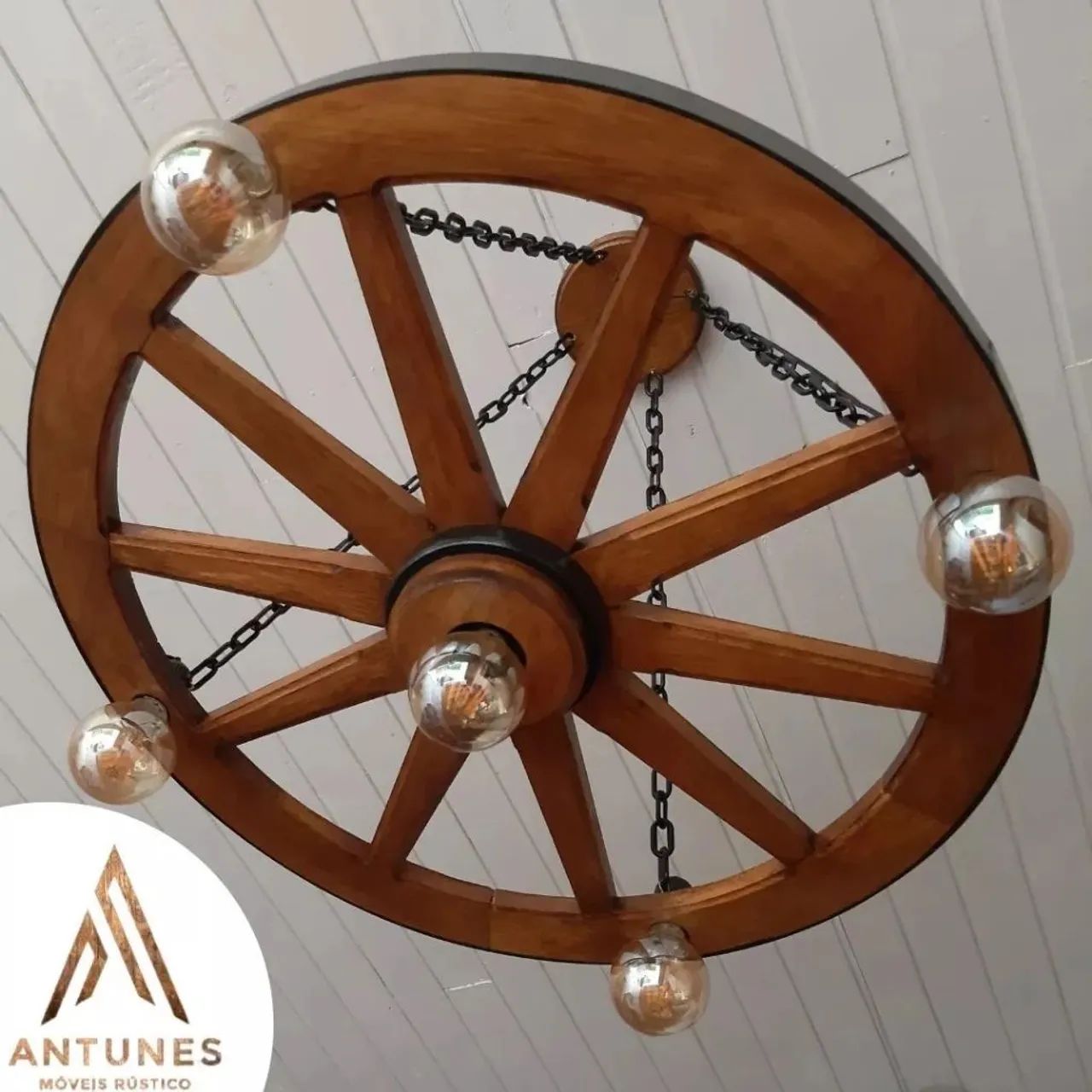 Luminária Retrô, Épica Roda De Carroça, Fazenda Sítio Lustre 70cm - Foto 3