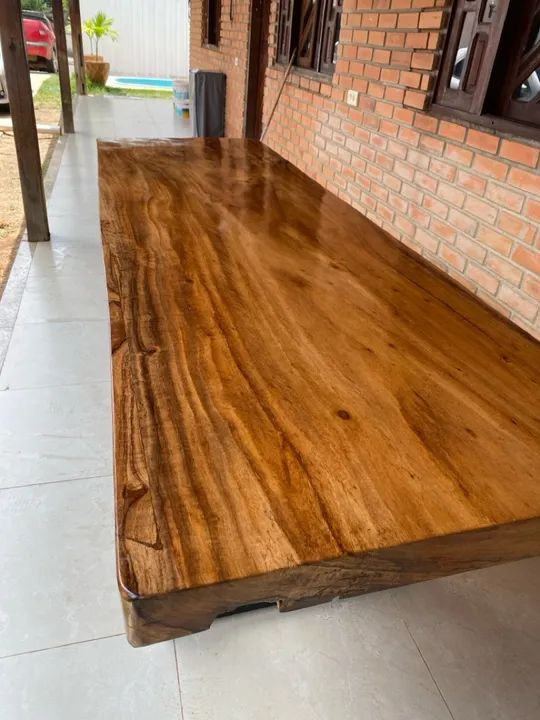 Mesa de Jantar de Madeira Maciça com Base de Ferro - Foto 3
