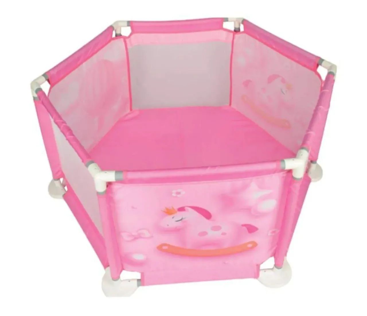 Playpen Infantil Rosa com Desenho de Cavalo