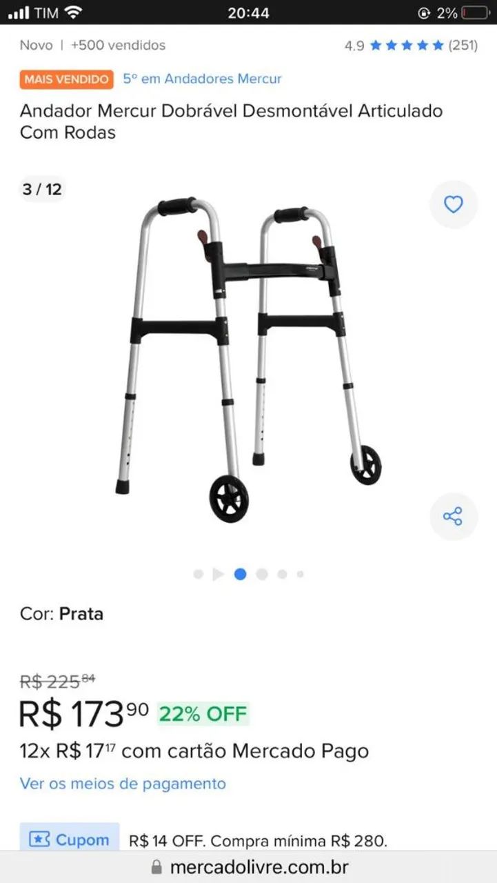 Andador Mercur Dobrável Desmontável  - Foto 4