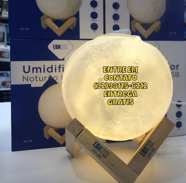 Umidificador de Lua Aromatizador 800ml Lua USB e LED - Foto 2
