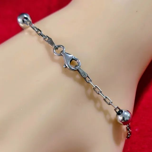 Pulseira de Prata Polida Com Elo Cartier e Bolinhas - Foto 3