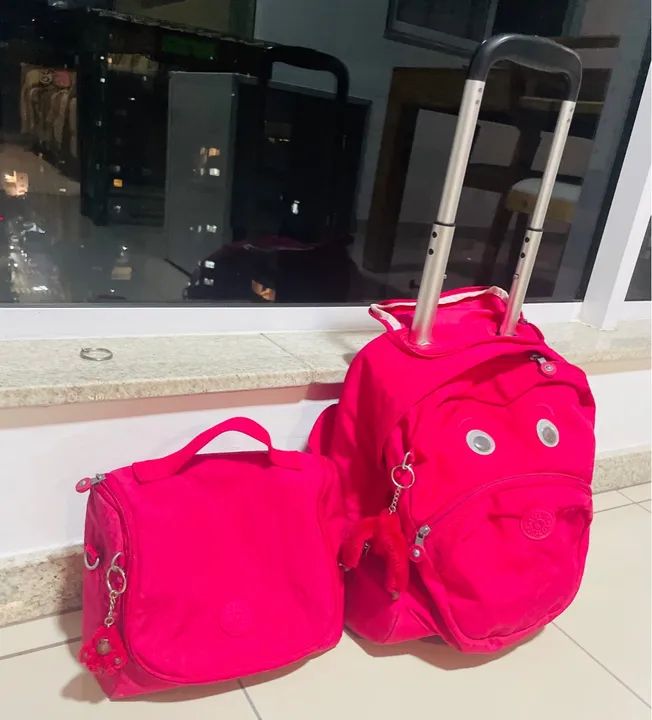 Conjunto de Mochila e Necessaire Kipling Rosa - Foto 2