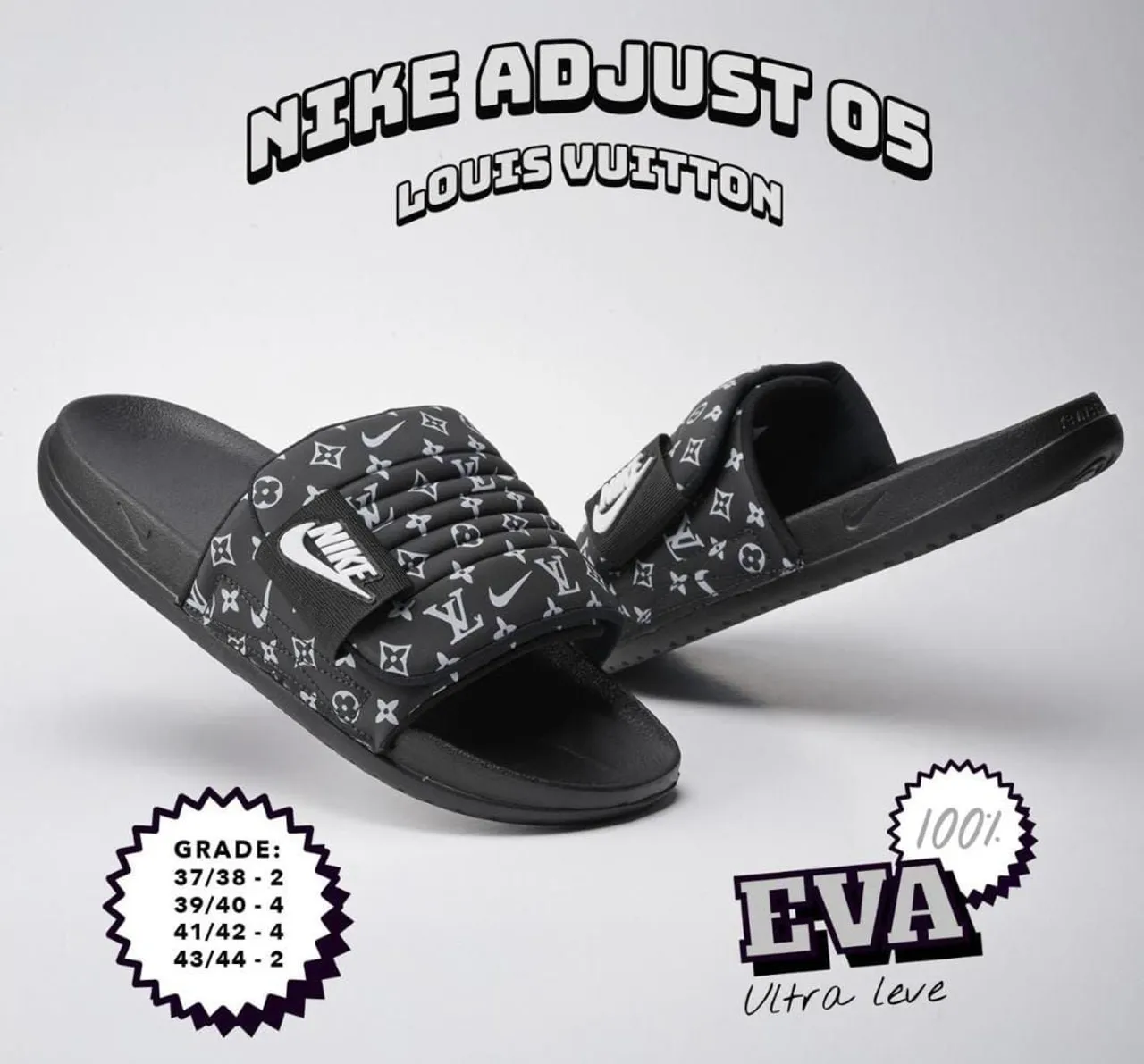 Sandália Nike Adjust 05 Louis Vuitton - Black