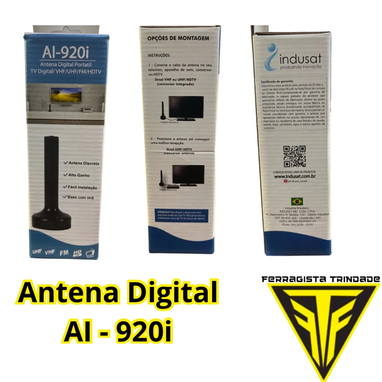 Antena Digital AI-920i - HDTV, VHF, UHF, FM - Fácil Instalação
