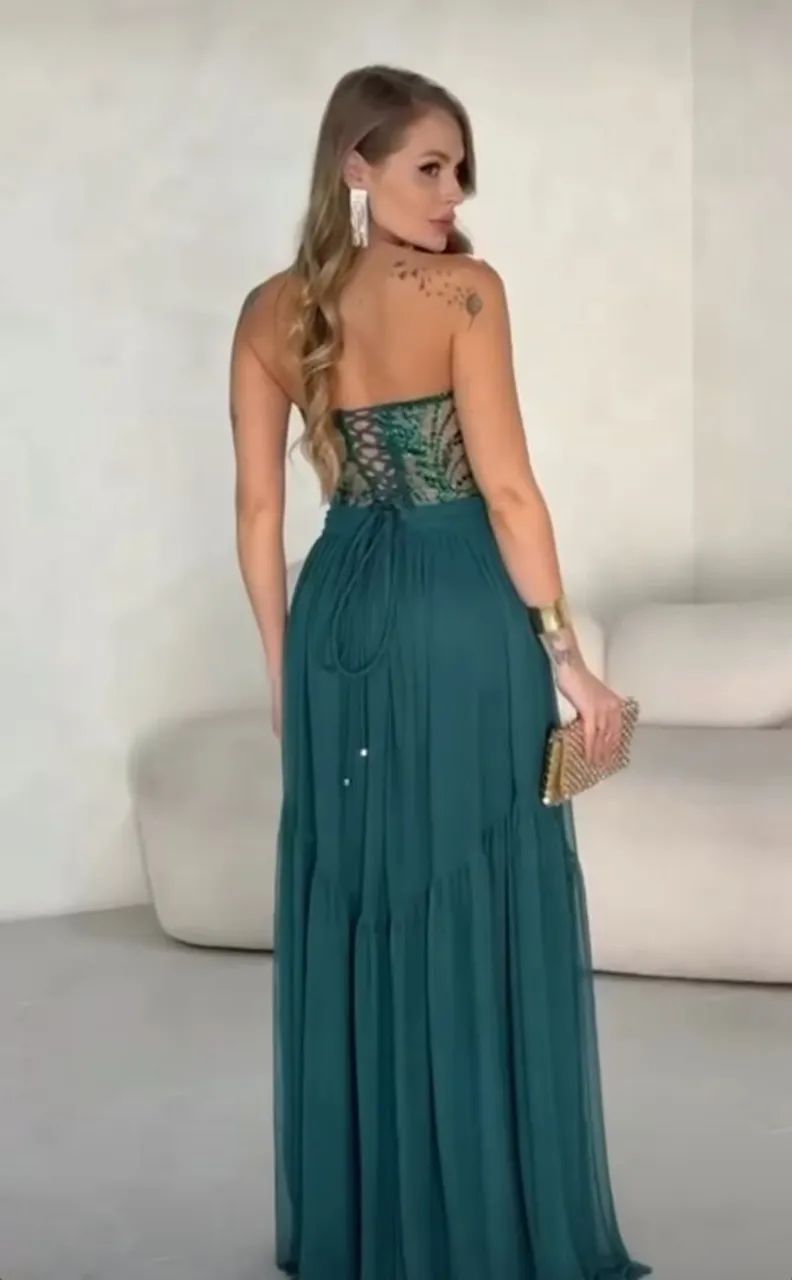 VESTIDO FORMANDA VERDE ESMERALDA  - Foto 2