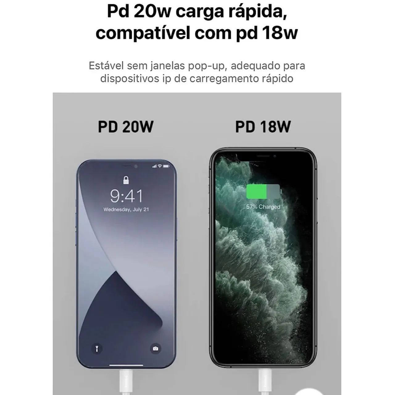 Cabo Iphone Baseus USB Tipo C ou A 20w de 1,5 ou 2 Metros Lightning Turbo - Foto 5