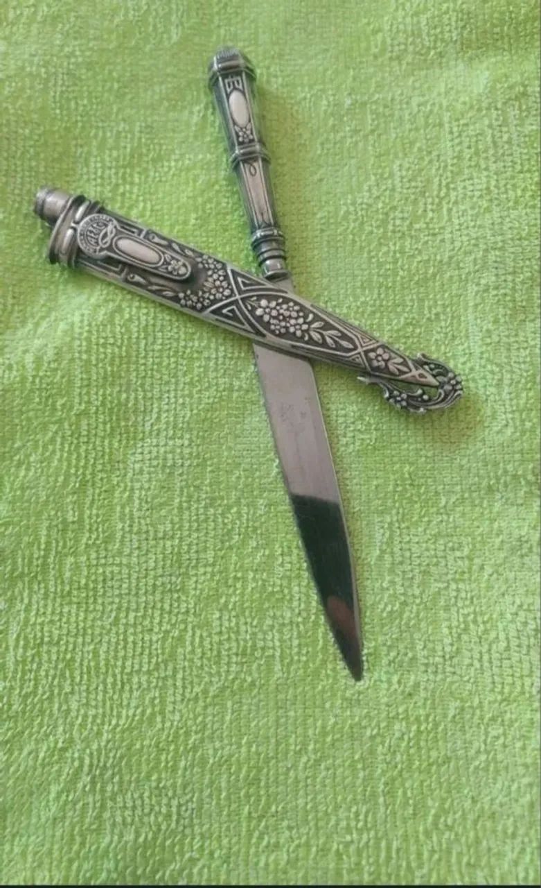 Faca antiga Eberle corneta em alpaca  - Foto 3