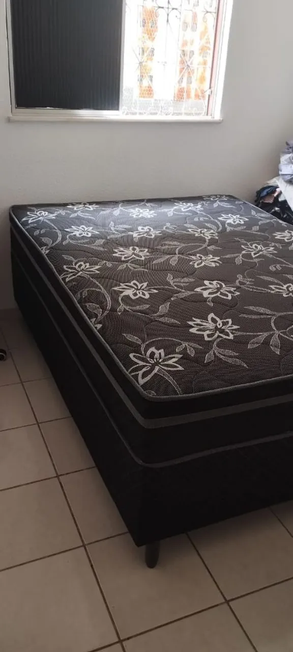 Cama Box Casal com Colchão Floral
