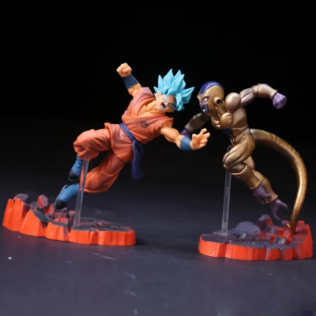 Kit Action Figure do Goku Super Saiyajin Blue e Freeza Dourado - Bonecos de Dragon Ball Z