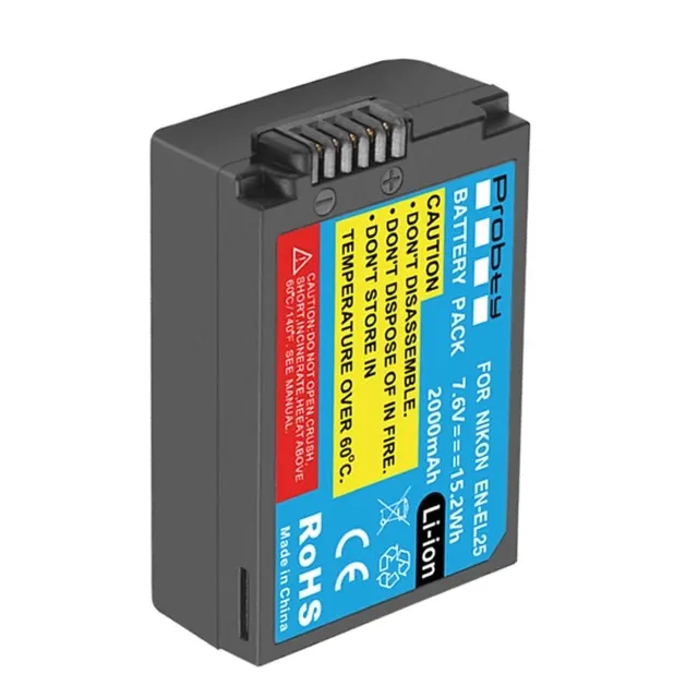 2 Baterias Probty El25 Mais Um Carregador Duplo Digital Para Câmeras Nikon Z30 Z50 Zfc