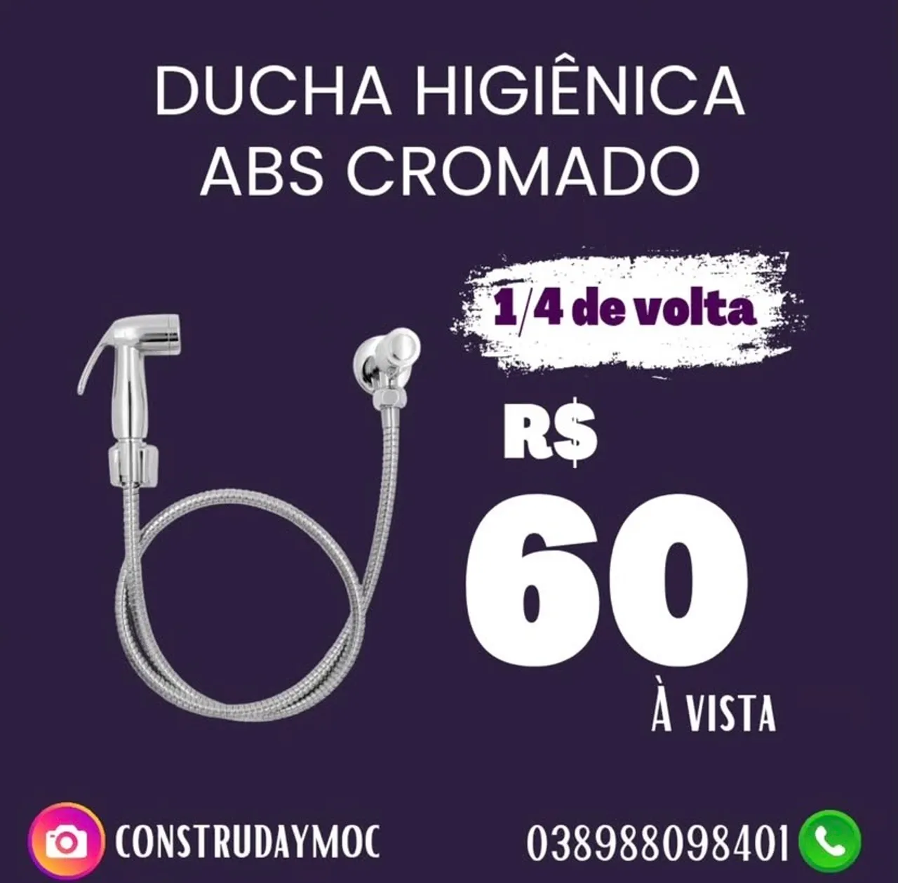 Ducha Higiênica ABS Cromado - 1/4 de Volta