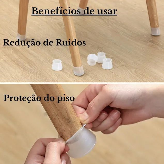 Kit 32 Protetor Universal Pé de Cadeira Silicone Resistente - Foto 5