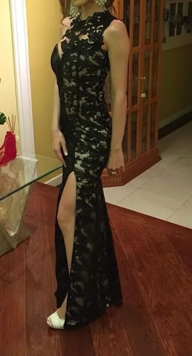 VESTIDO FESTA PRETO COM RENDA - Foto 3