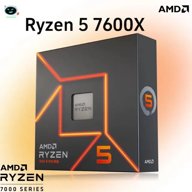 Processador AMD Ryzen 5 7600X, até 5.3 GHz, Cache 38MB, AM5, Novo