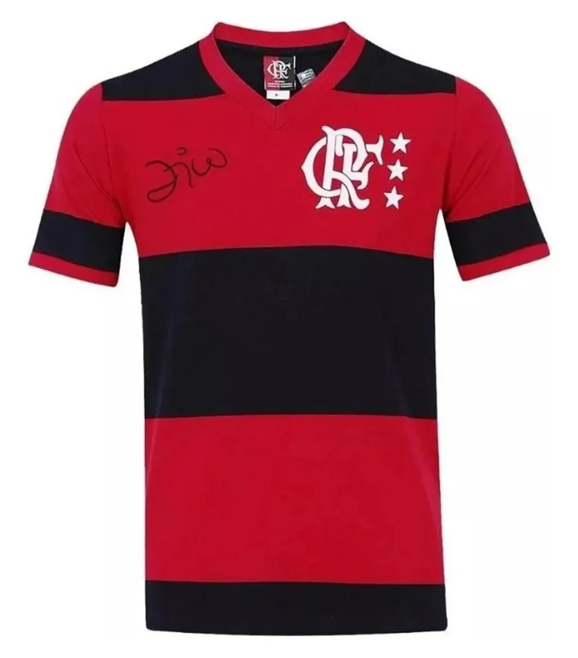 Camisa Flamengo Zico Retrô Libertadores - Preto e Vermelho 1981