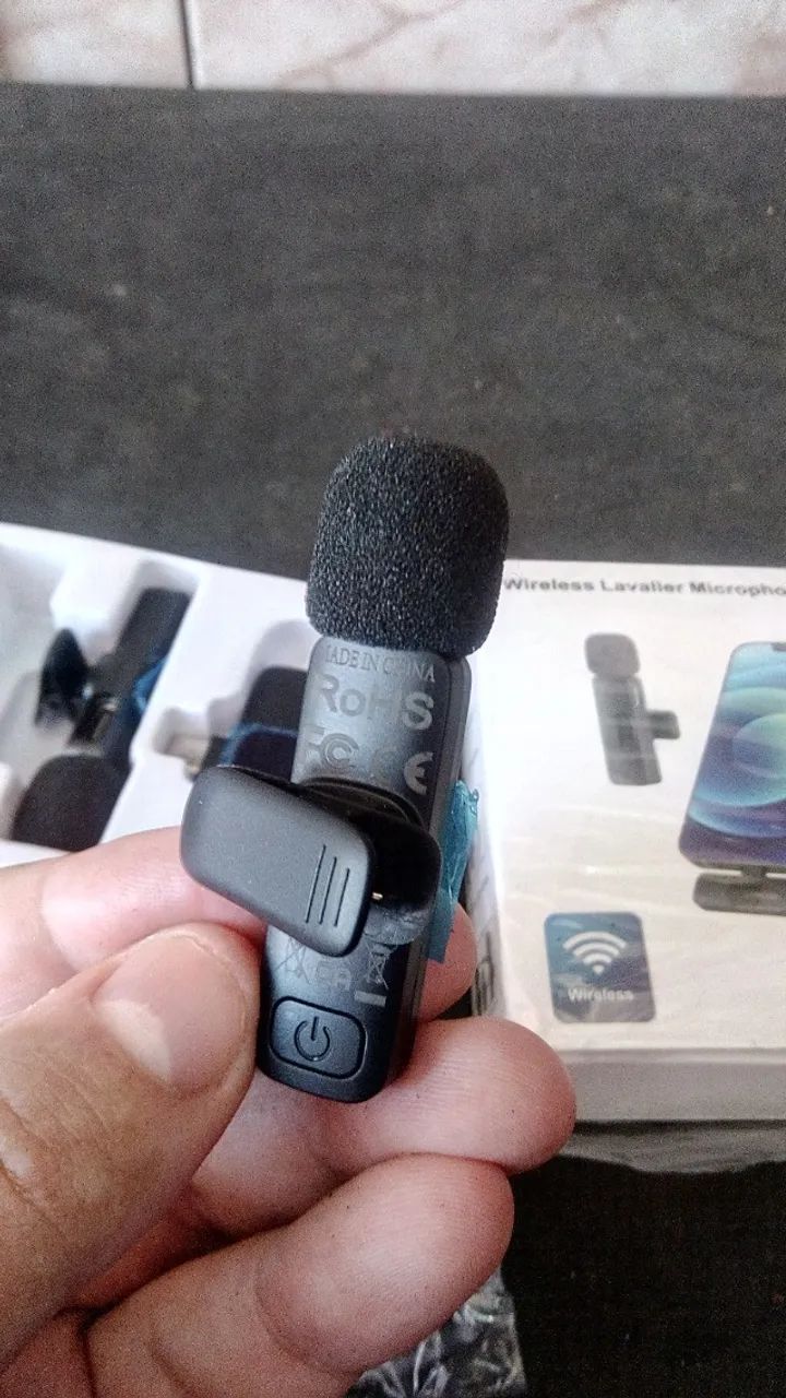 Microfone de Lapela sem fio bluetooth áudio voz vlog lives Produto novo testo na hora - Foto 5