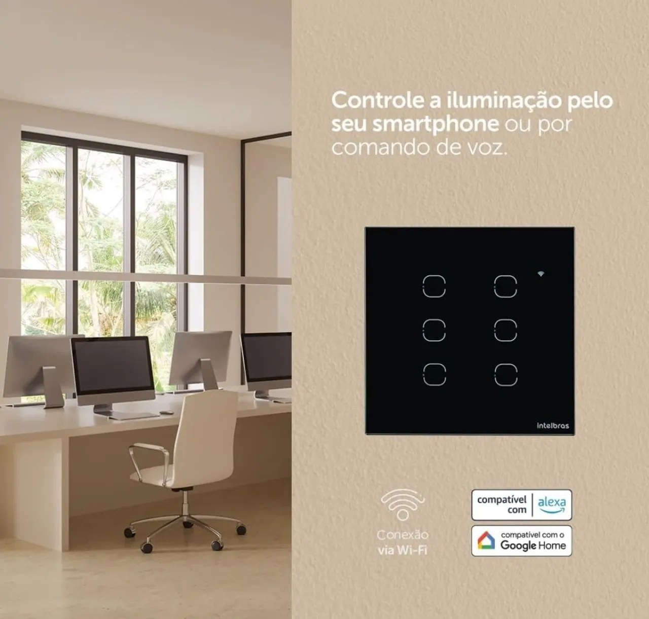 Interruptor Inteligente Touchscreen ews1006 Intelbras- Controle por App e Voz