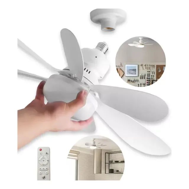 Ventilador Teto Lâmpada LED E27 Ajustável - Bocal de Lampada
