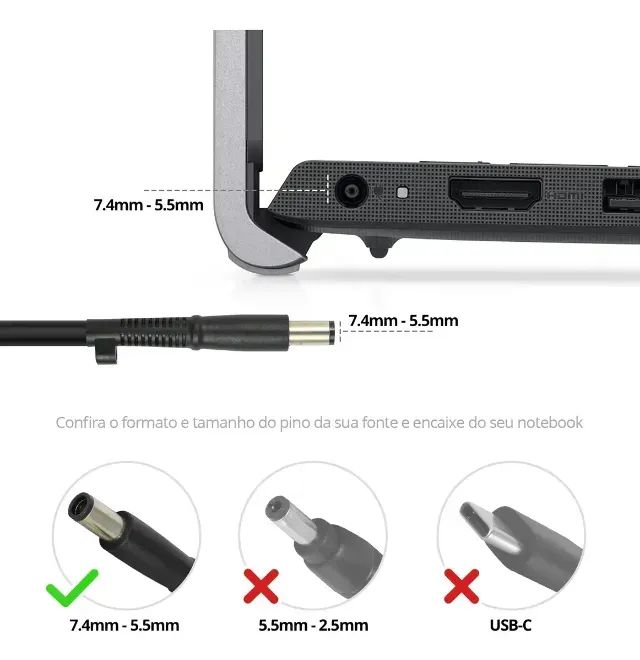 Fonte Para Hp Pavilion Dm1 Dm4 G42 G62 G72 Compaq Cq32 Cq42 Preto - Foto 2