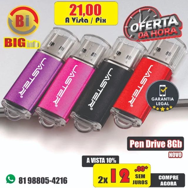 Pen Drive Jasen 8GB, Preto Usb 2.0 - Garantia Novo - Foto 4
